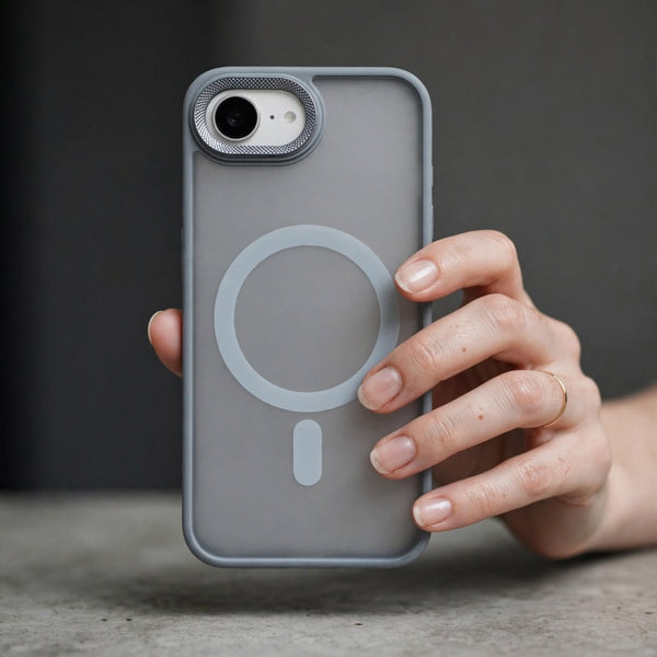 Ringmag Matte Grey case for Apple iphone 16e - The Hatke
