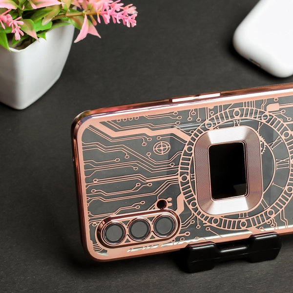 Rose Gold Watch Machine Logo Cut Transparent Case for Oneplus Nord CE - The Hatke