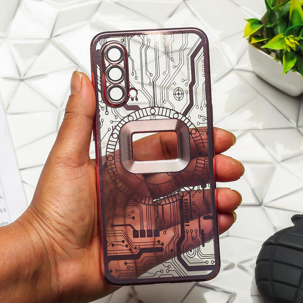 Rose Gold Watch Machine Logo Cut Transparent Case for Oneplus Nord CE - The Hatke