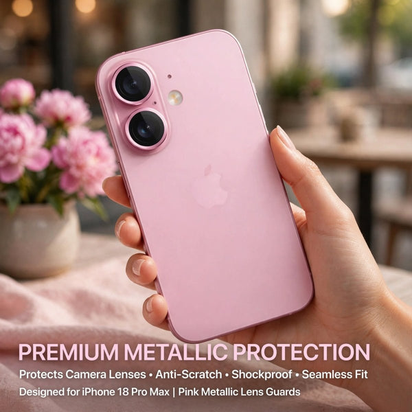 Rose Pink Metallic camera ring lens guard for Apple iphone 17 - The Hatke