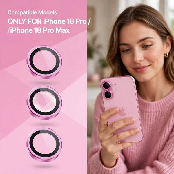 Rose Pink Metallic camera ring lens guard for Apple iphone 17 - The Hatke