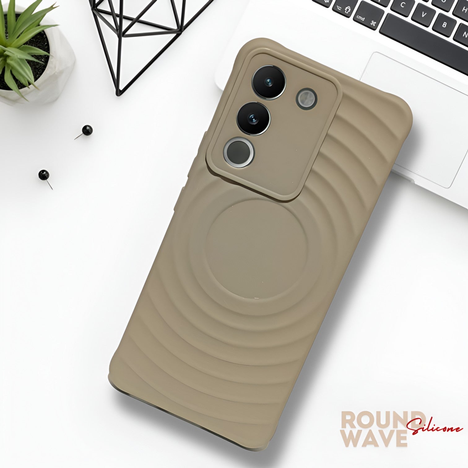 Brown Round Wave Silicone Case for Vivo Y200