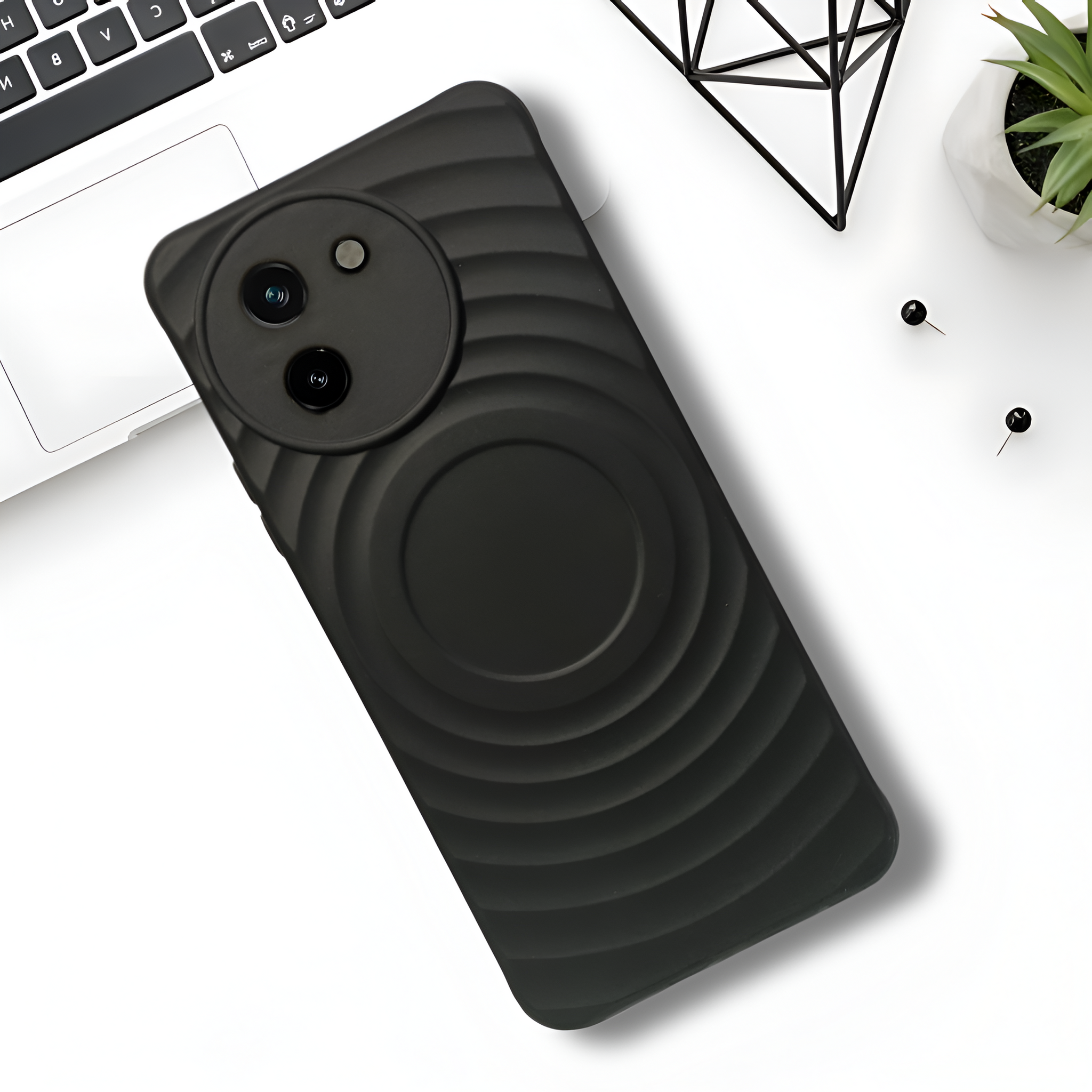 Black Round Wave Silicone Case for Vivo T3X