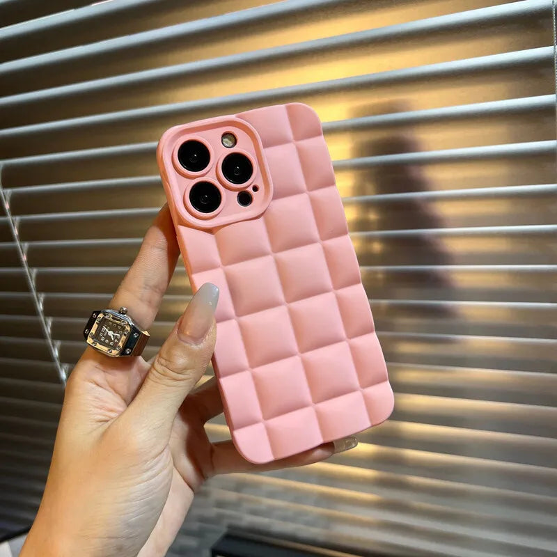 Pink Grid silicone case for Apple iPhone 15 Pro Max