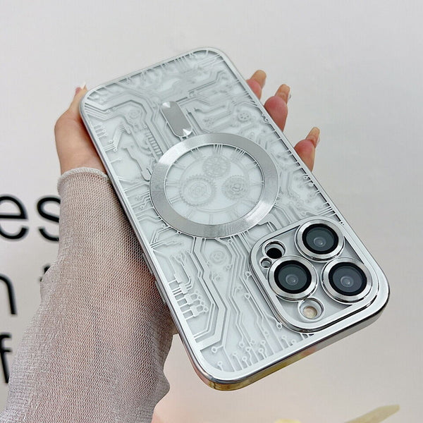 Silver 6D Watch Chrome Logo Cut Transparent Case for Apple iphone 14 Pro Max