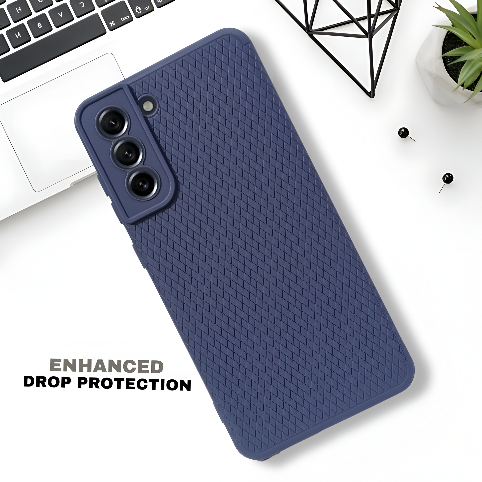 Dark Blue Line Wave Silicone Case for Samsung  S21 Fe
