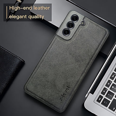 X-LEVEL Black Leather Case for Samsung S21 fe