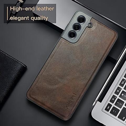 X-LEVEL Dark Brown Leather Case for Samsung S21 fe