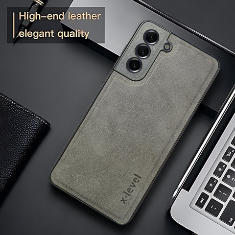 X-LEVEL Grey Leather Case for Samsung S21 fe