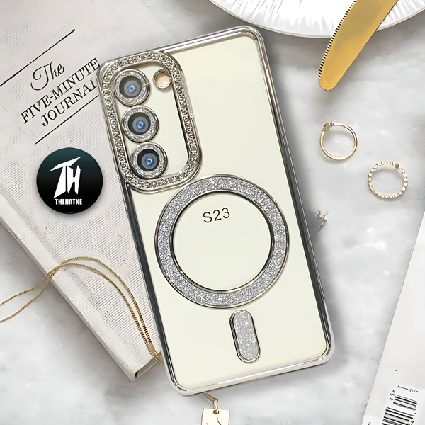 Silver Diamond Gradient Transparent Silicone case for Samsung S23 5G