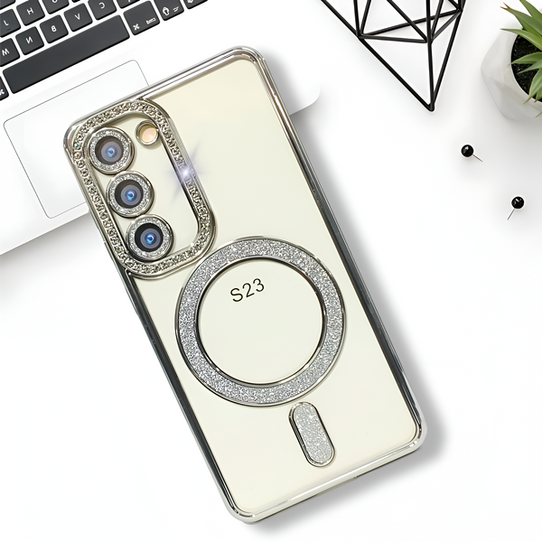 Silver Diamond Gradient Transparent Silicone case for Samsung S23 5G