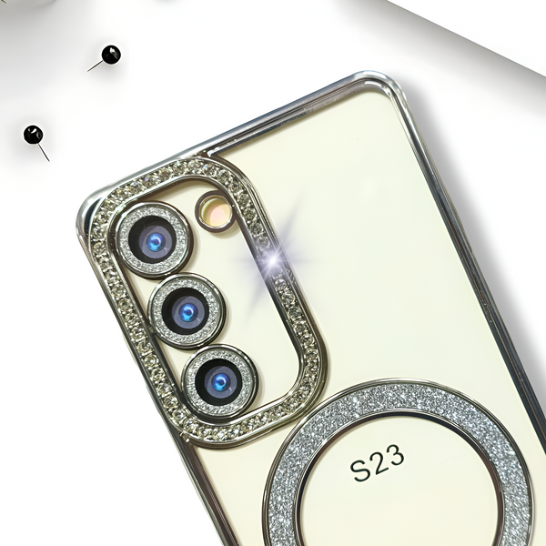 Silver Diamond Gradient Transparent Silicone case for Samsung S23 5G