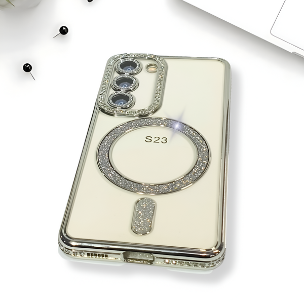 Silver Diamond Gradient Transparent Silicone case for Samsung S23 5G