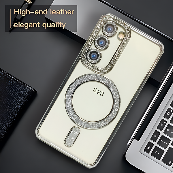Silver Diamond Gradient Transparent Silicone case for Samsung S23 5G