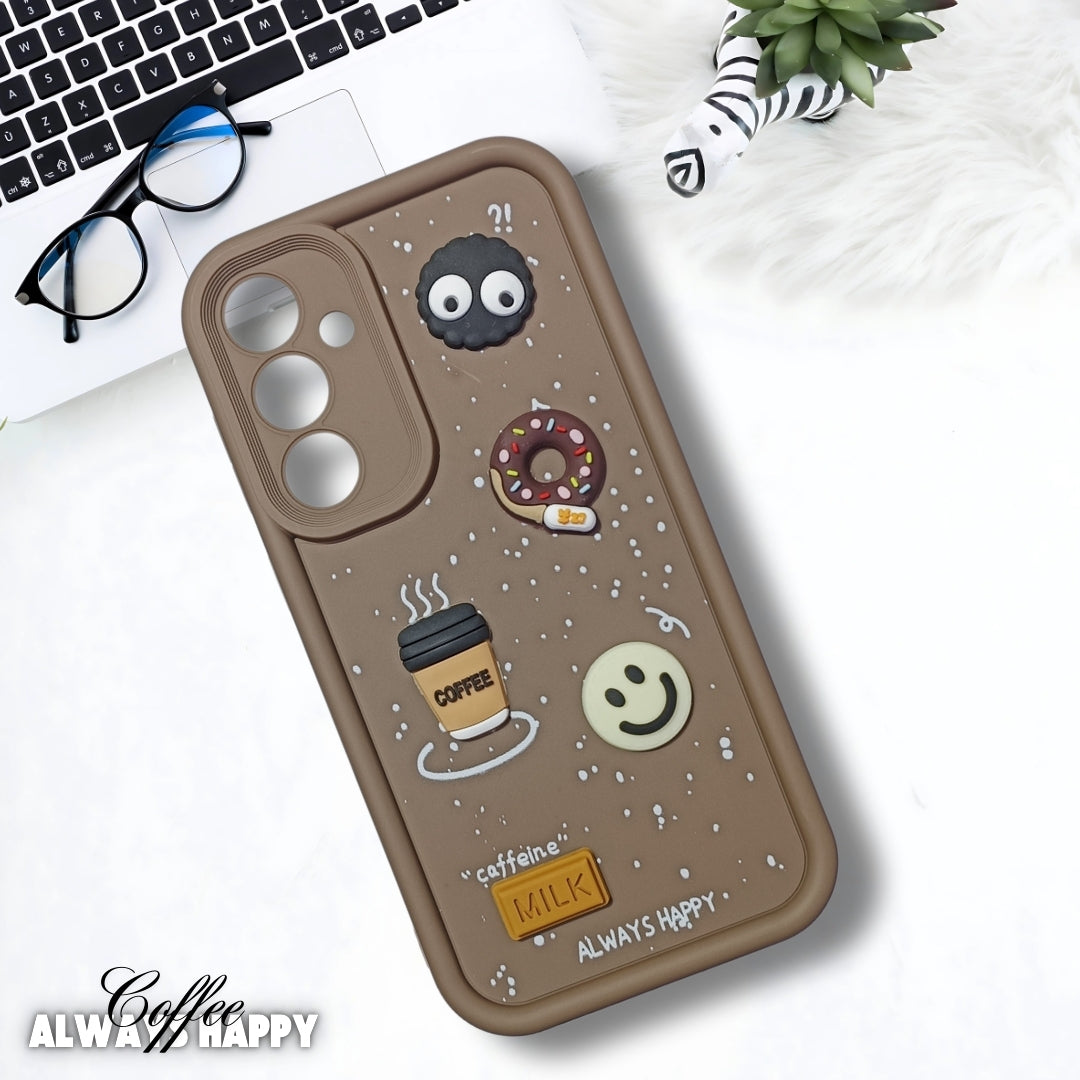 Brown COFFEE (ALWAYS HAPPY) Silicone case for Samsung A16