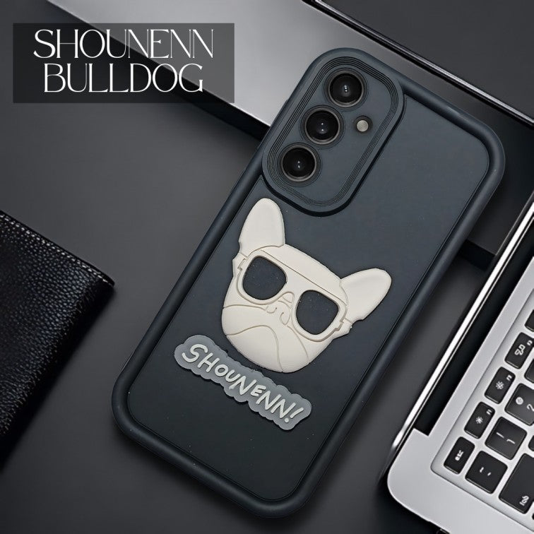 White SHOUNENN BULLDOG Silicone case for Samsung S23 Fe