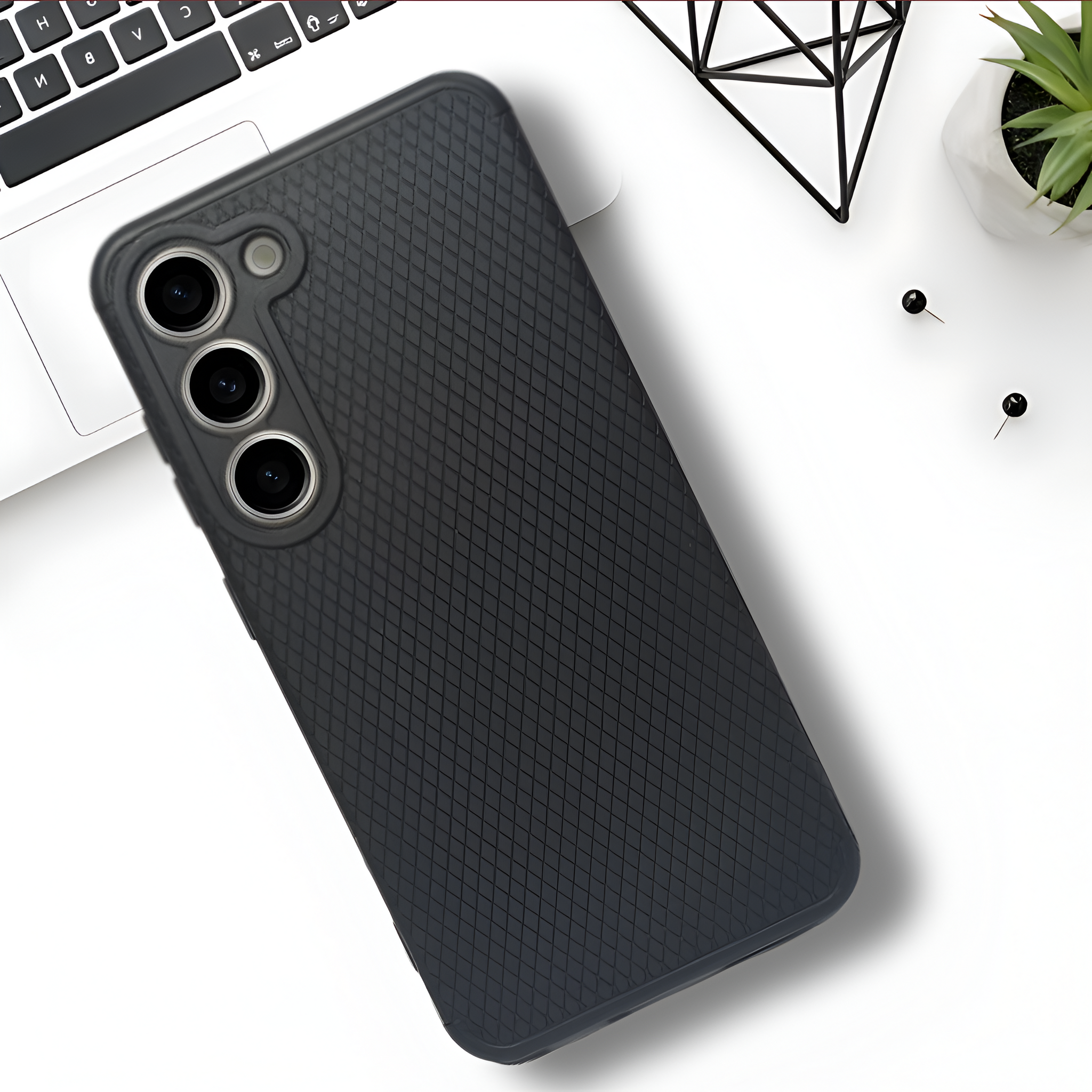 Black Line Wave Silicone Case for Samsung  S23