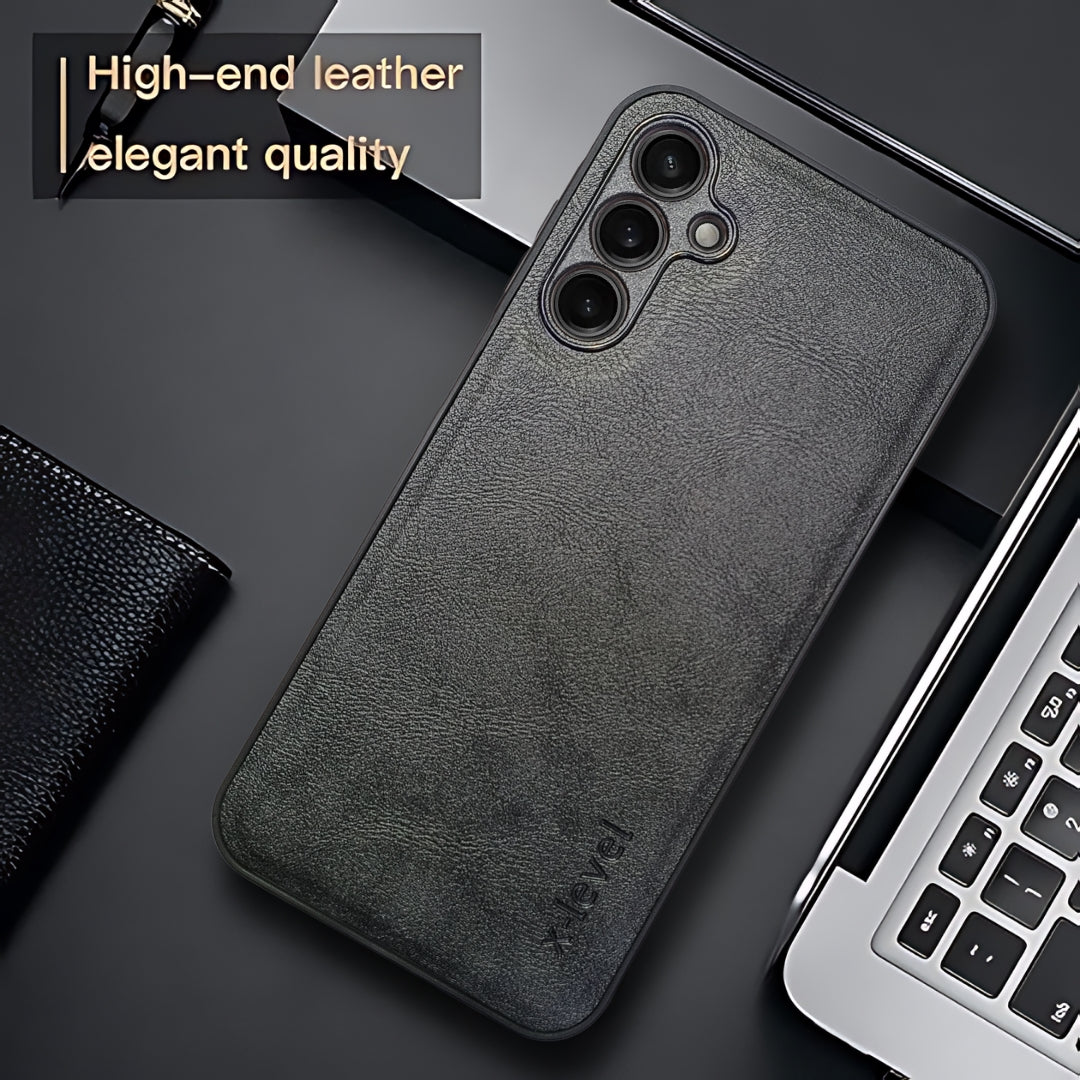 X-LEVEL Black Leather Case for Samsung S23 FE