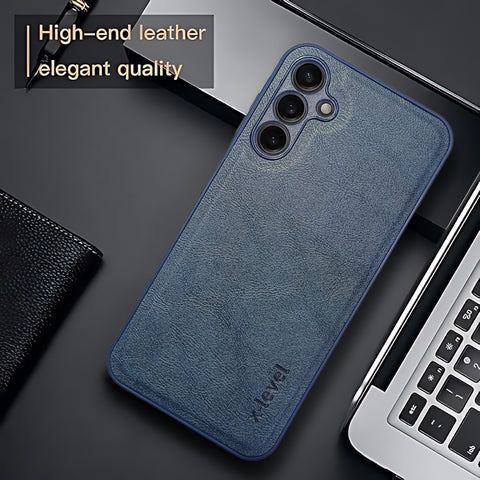 X-LEVEL Blue Leather Case for Samsung S23 FE