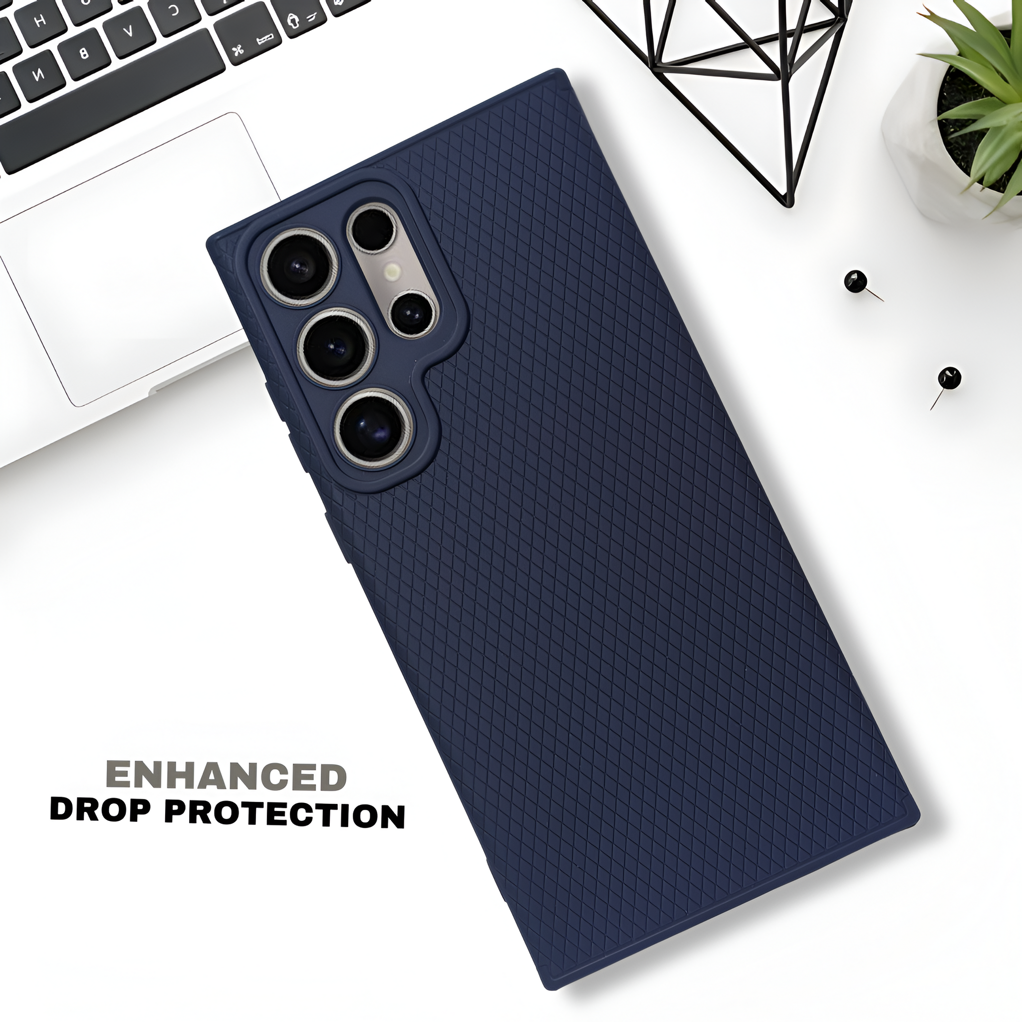 Dark Blue Line Wave Silicone Case for Samsung S24 Ultra