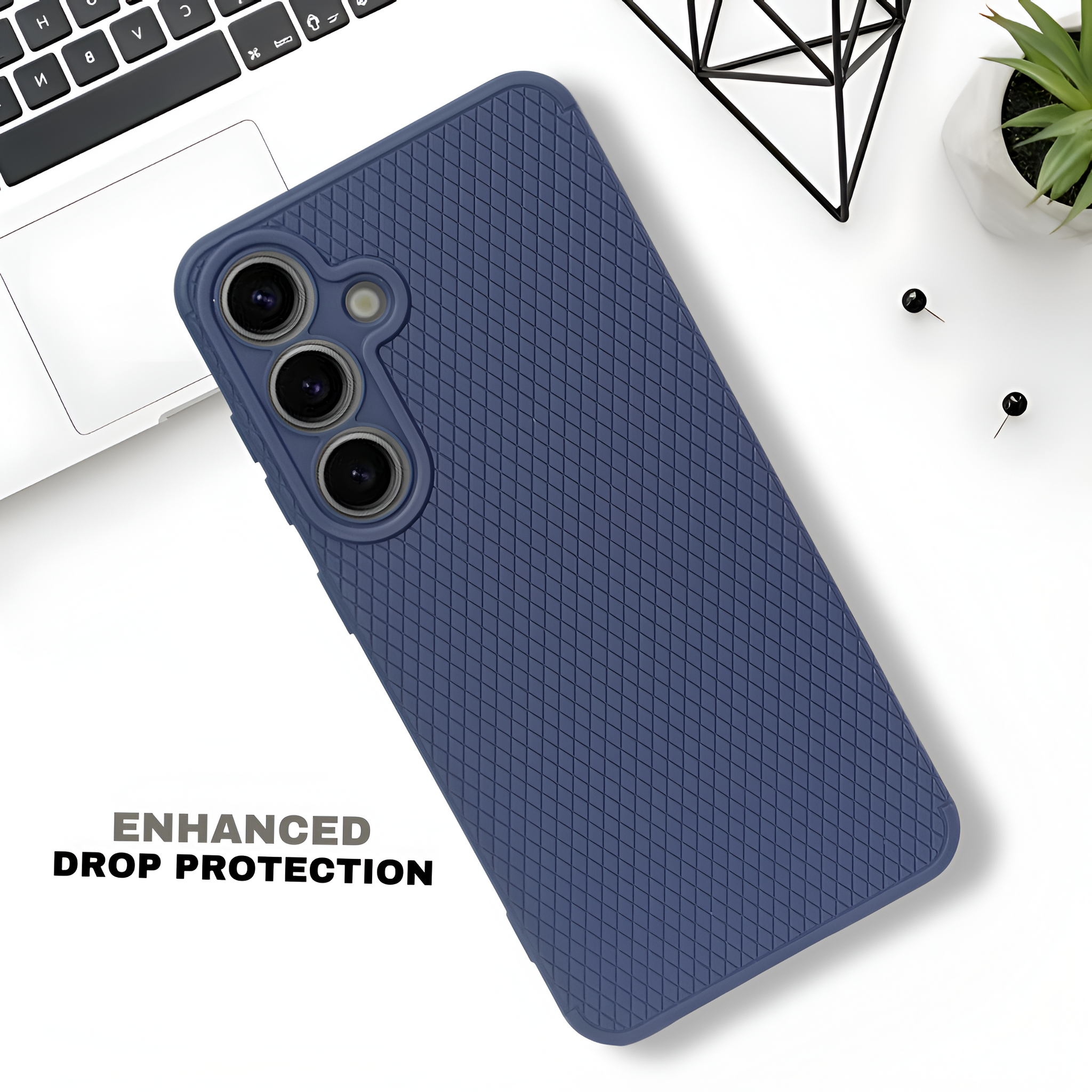 Dark Blue Line Wave Silicone Case for Samsung S24