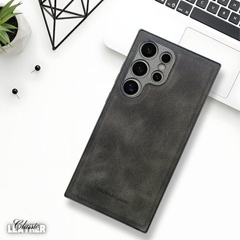 Black Classic Leather Case for Samsung S25 Ultra