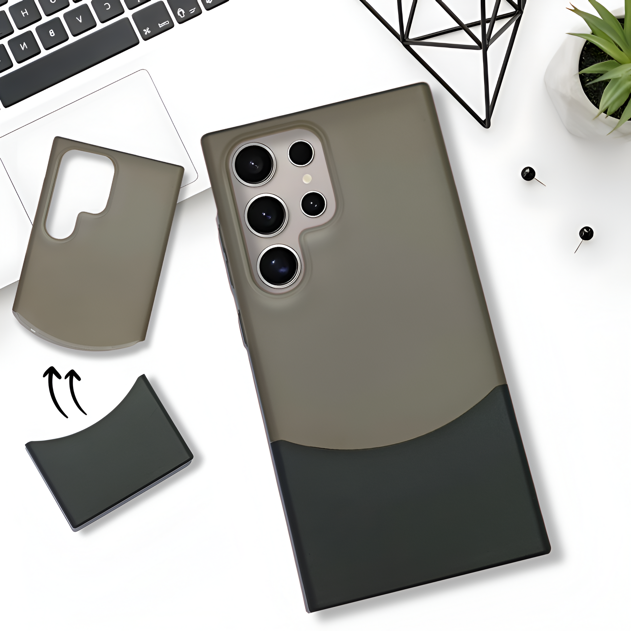 Black Detach Matte Case For Samsung S23 Ultra