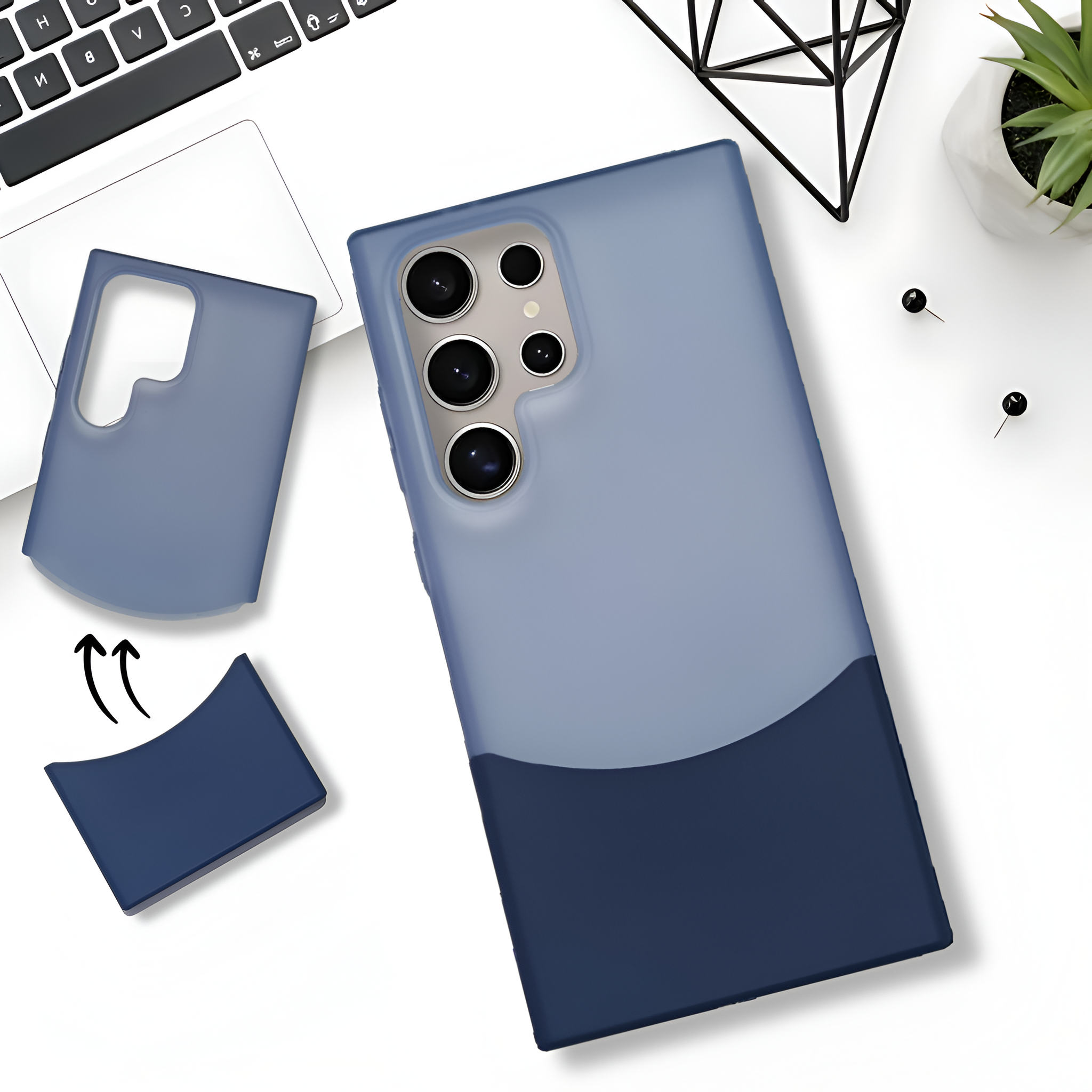 Blue Detach Matte Case For Samsung S23 Ultra