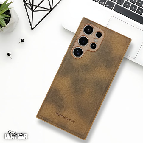 Brown Classic Leather Case for Samsung S25 Ultra