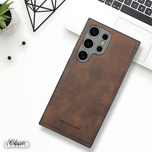 Dark Brown Classic Leather Case for Samsung S25 Ultra