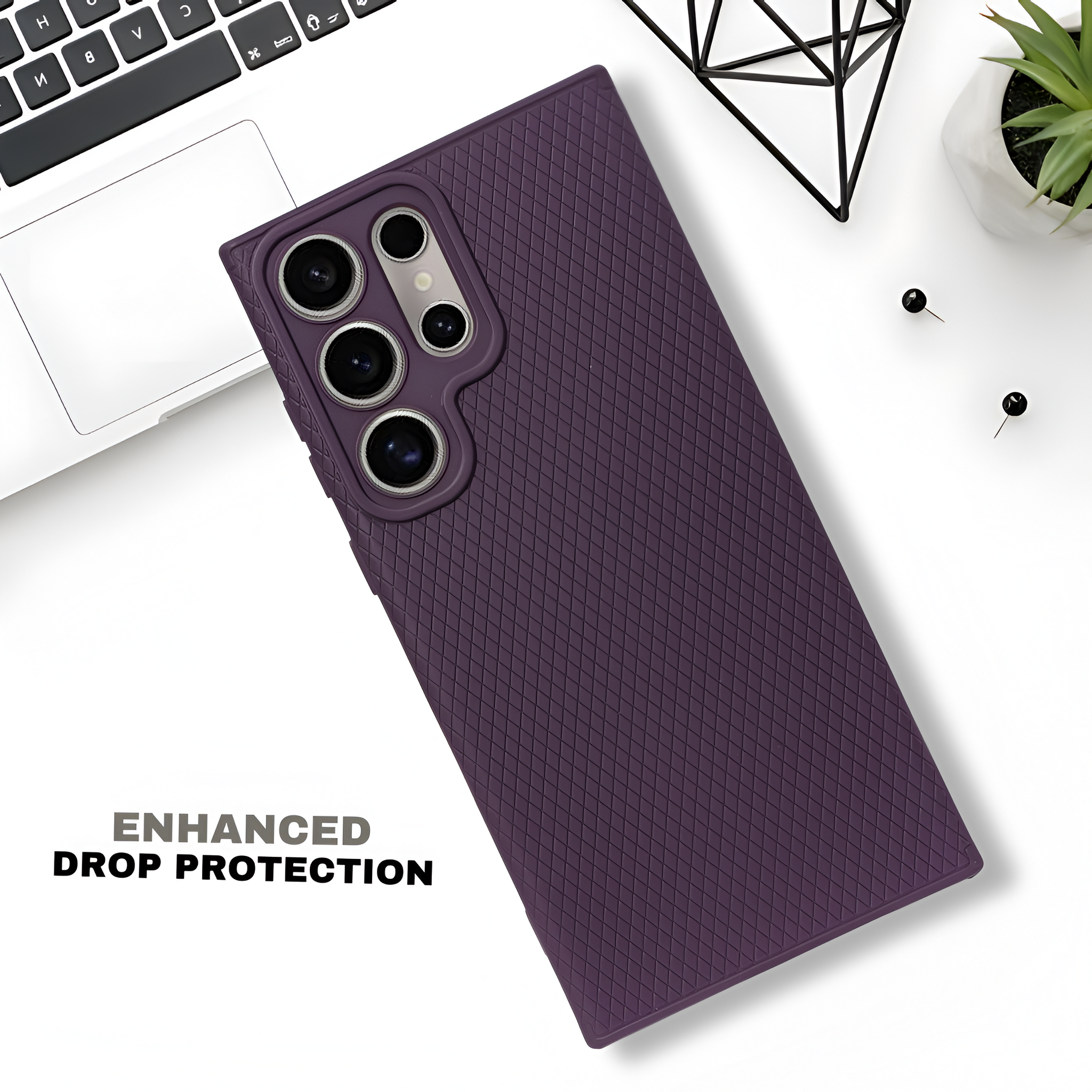 Deep Purple Line Wave Silicone Case for Samsung S24 Ultra