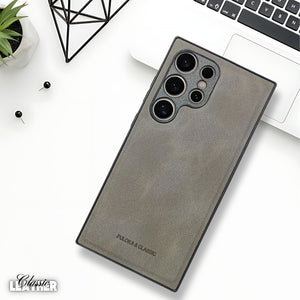 Grey Classic Leather Case for Samsung S25 Ultra