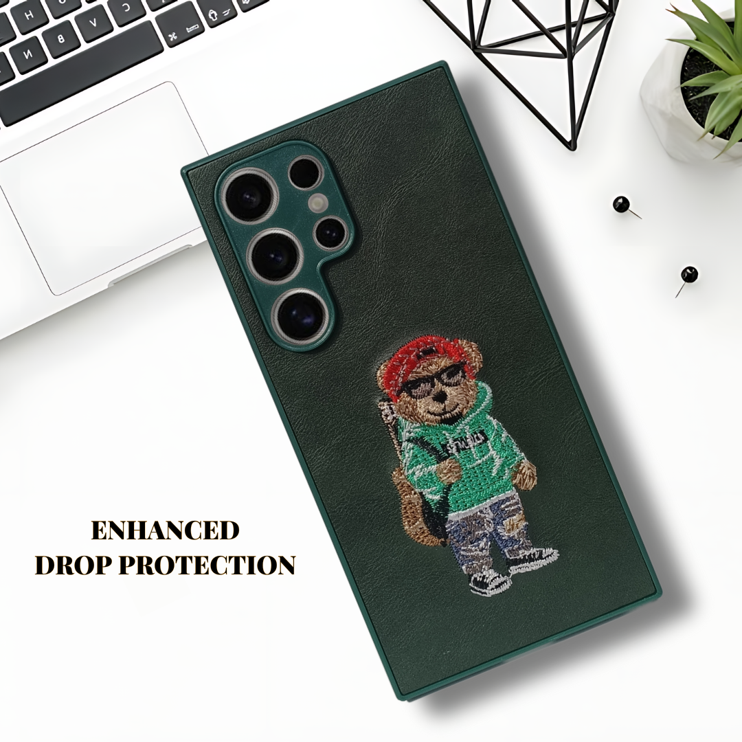 Green leather Guitar Camera Ornamented for Samsung S24 Ultra