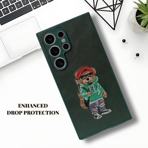 Green leather Guitar Camera Ornamented for Samsung S24 Ultra