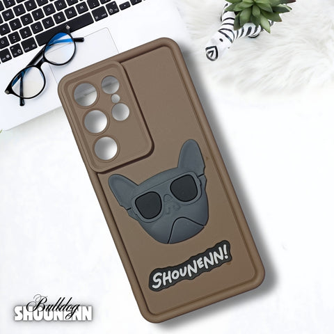 Brown SHOUNENN BULLDOG Silicone case for  Samsung S25 Ultra