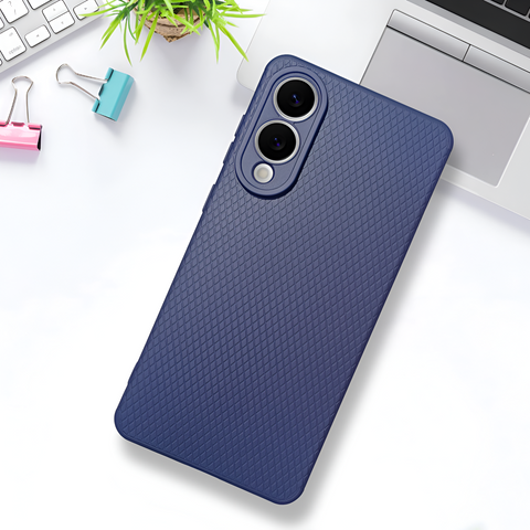 Dark Blue Line Wave Silicone Case for Samsung S25 Edge