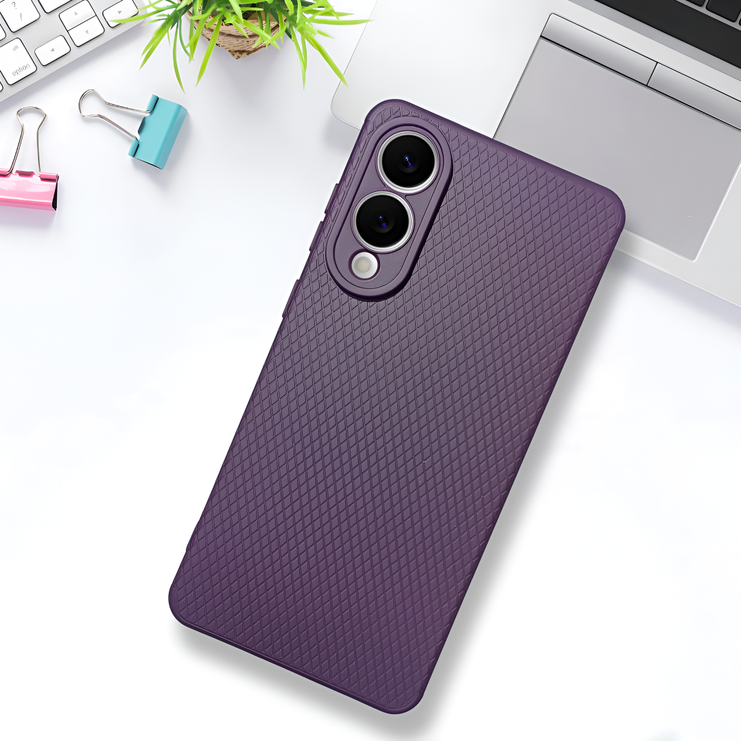 Deep Purple Line Wave Silicone Case for Samsung S25 Edge
