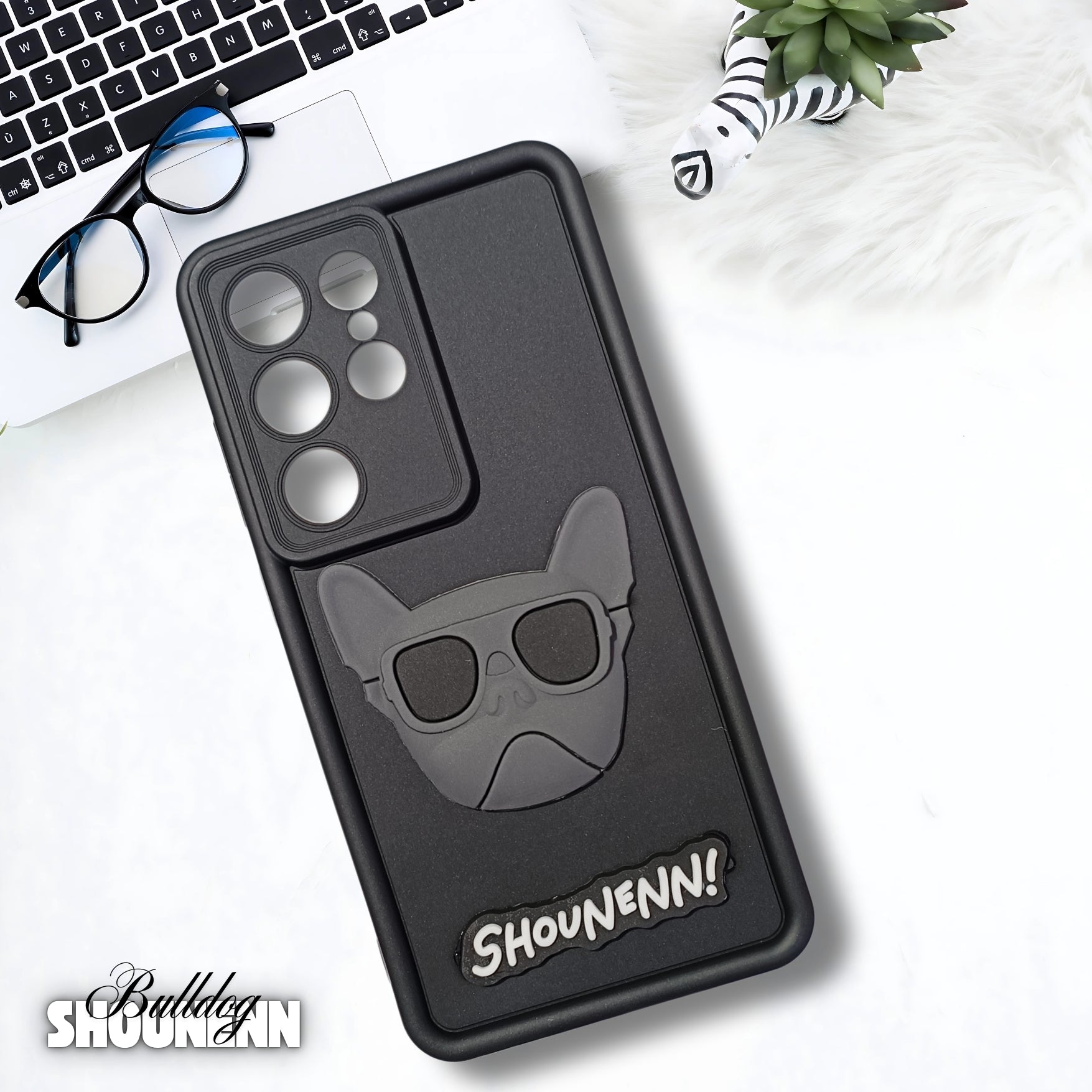 Black SHOUNENN BULLDOG Silicone case for  Samsung S25 Ultra