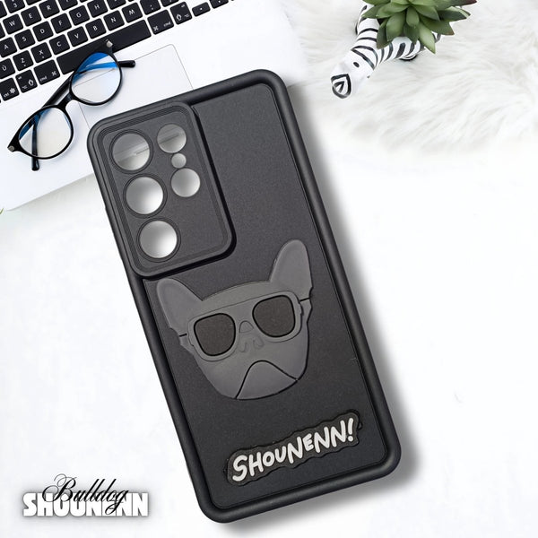 Black SHOUNENN BULLDOG Silicone case for  Samsung S23 Ultra