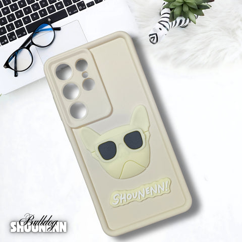 Cream SHOUNENN BULLDOG Silicone case for  Samsung S25 Ultra