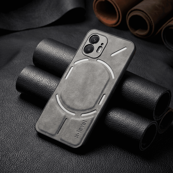 X-LEVEL Grey Leather Case for Nothing Phone 2