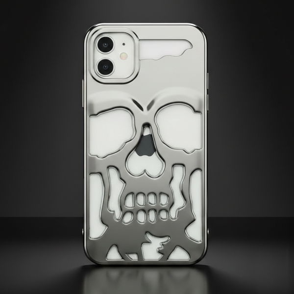 Silver Hollow Skull Design Silicone case for Apple iphone 11