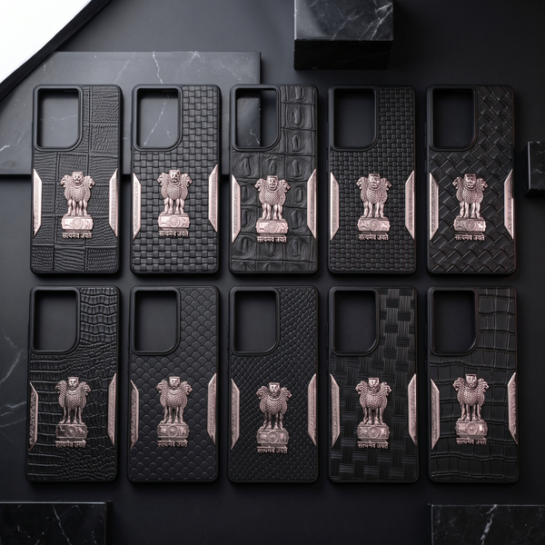 Black Satyameva Jayate embossed Leather Case for Motorola Edge 50 Fusion