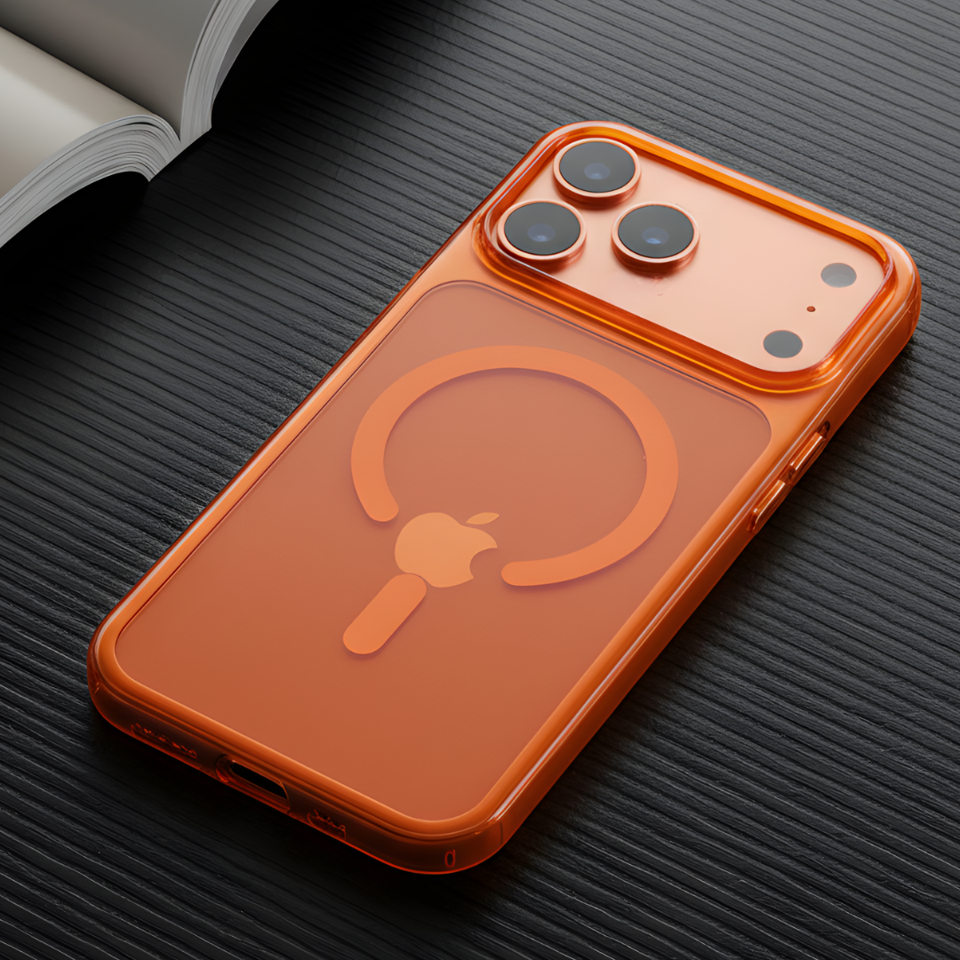 Orange Shine Paper Magsafe Case for Apple Iphone 17 Pro Max