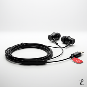 Black Wired Earphone TYPE-C with Microphone (Compatible with Only Android)