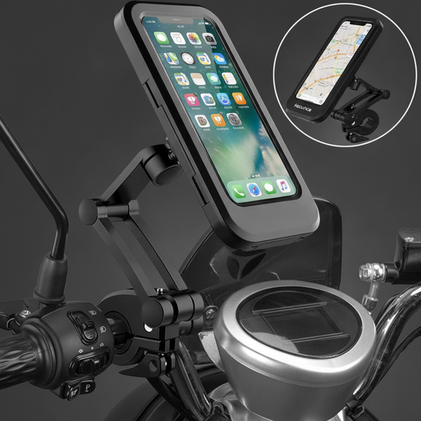 Black 360° Rotating Waterproof Bike Mobile Holder, Universal Motorcycle & Bicycle Handlebar Phone Mount with Sensitive Touch Screen Cover, Fits Smartphones Up to 7.2 Inches