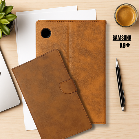 Velvet Brown Flip Leather Case for Samsung Galaxy Tab A9 plus
