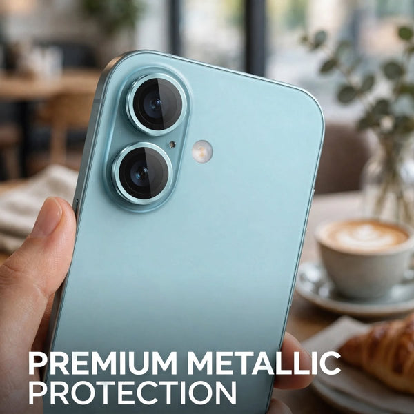 Sea Green Metallic camera ring lens guard for Apple iphone 17 - The Hatke