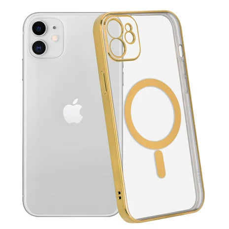 Gold 6D MagSafe Clear Transparent Silicone case for Apple iphone 11