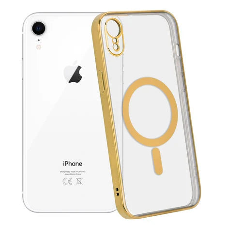 Gold 6D MagSafe Clear Transparent Silicone case for Apple iphone XR